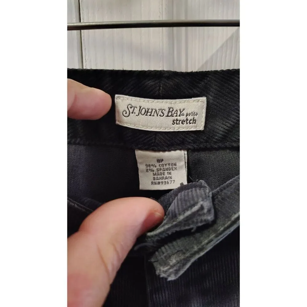 St. John's Bay Petite Stretch Corduroy Pants Black 8P